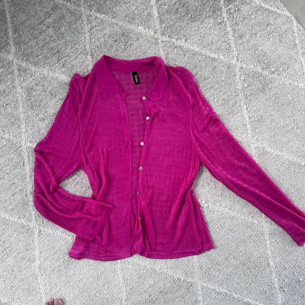 Pink TRIANGL cover up bikini button down